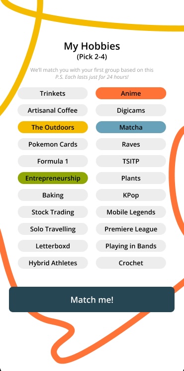Tangled app - Hobby selection
